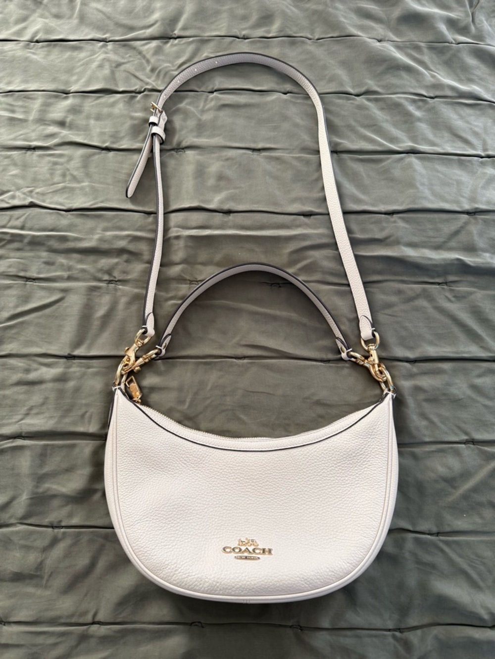 Coach Pebbled Leather Aria Shoulder Bag / Chalk - Picture 3 of 12